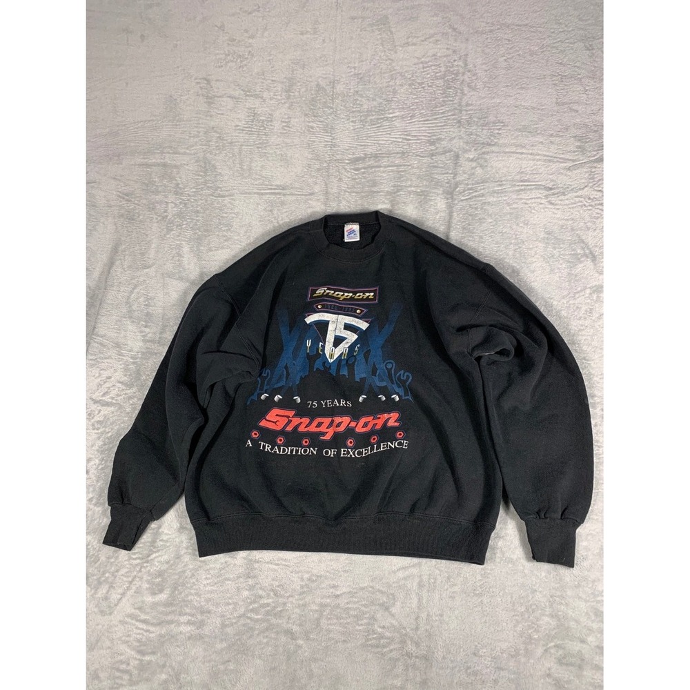 VTG Snap-On Tools Black Crewneck SweatShirt 90s USA Sz XL